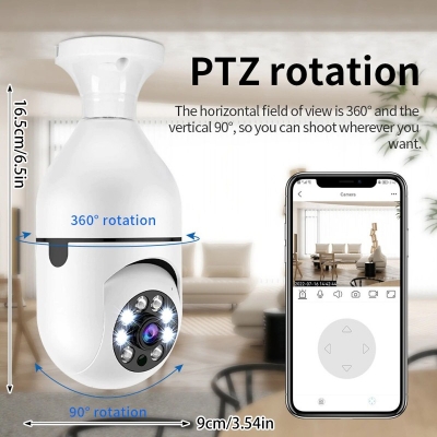 Picture of E27 Light Bulb Security Camera 360° Panoramic IP Camera Wireless Home Surveillance Cameras Human Motion Detection-White
