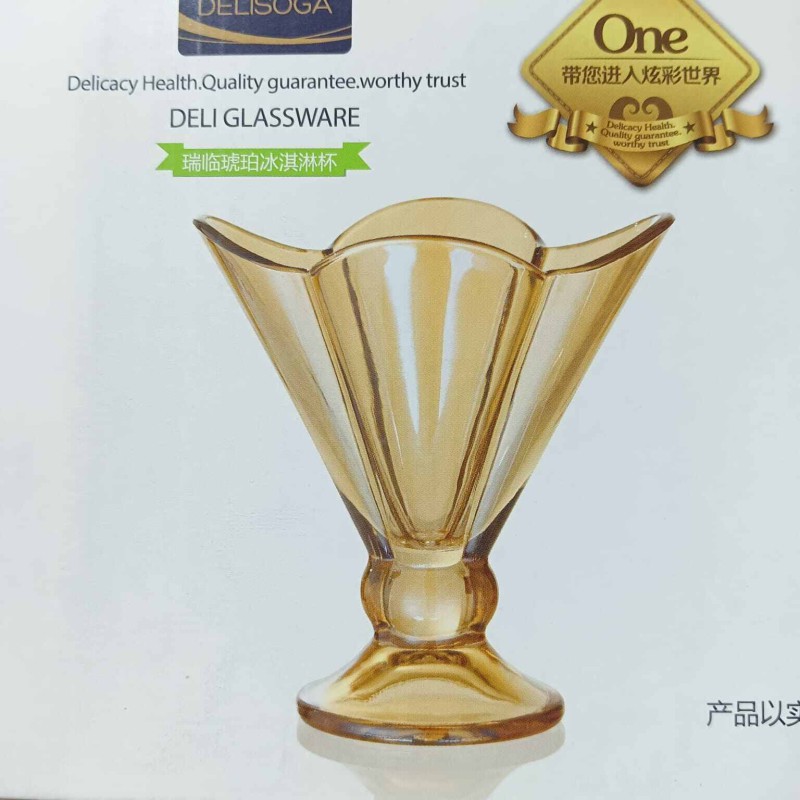 Picture of Glass Ice Cream Bowl - 180 ml.| Perfect for Serving Ice Cream, Fruit, Salad, Snack, Cocktail - Pack of 6 (DAKBO55HA) - Minimalistic Sophistication-Gold
