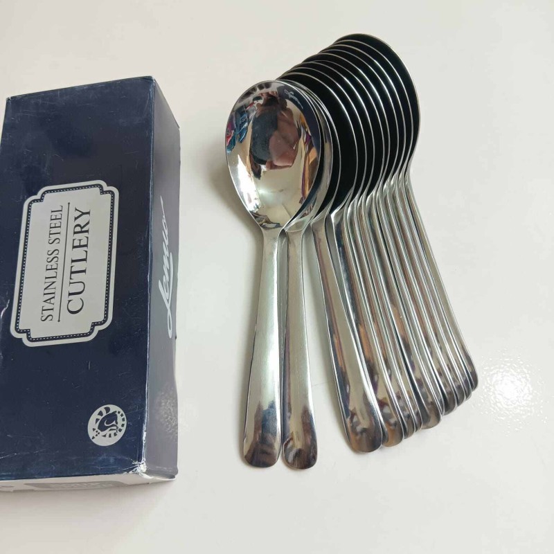 Picture of Lionel 12 pcs set Sup Spoon Lionel Thai Chinese Stainless Steel Soup Spoons 16 cm Long Big Size-Silver