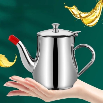Picture of 1PC Household Stainless Steel Oil Pot with Filter-Silver