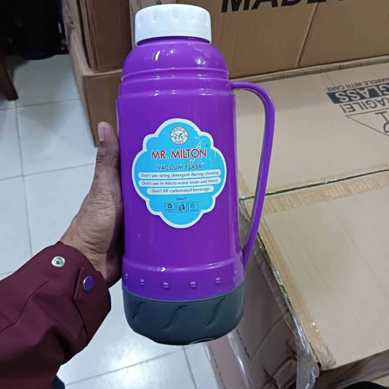 Picture of Mr Milton 1L capacity Vacuam Flask Plastic body and Glass rifil with a 2cup-Multicolor