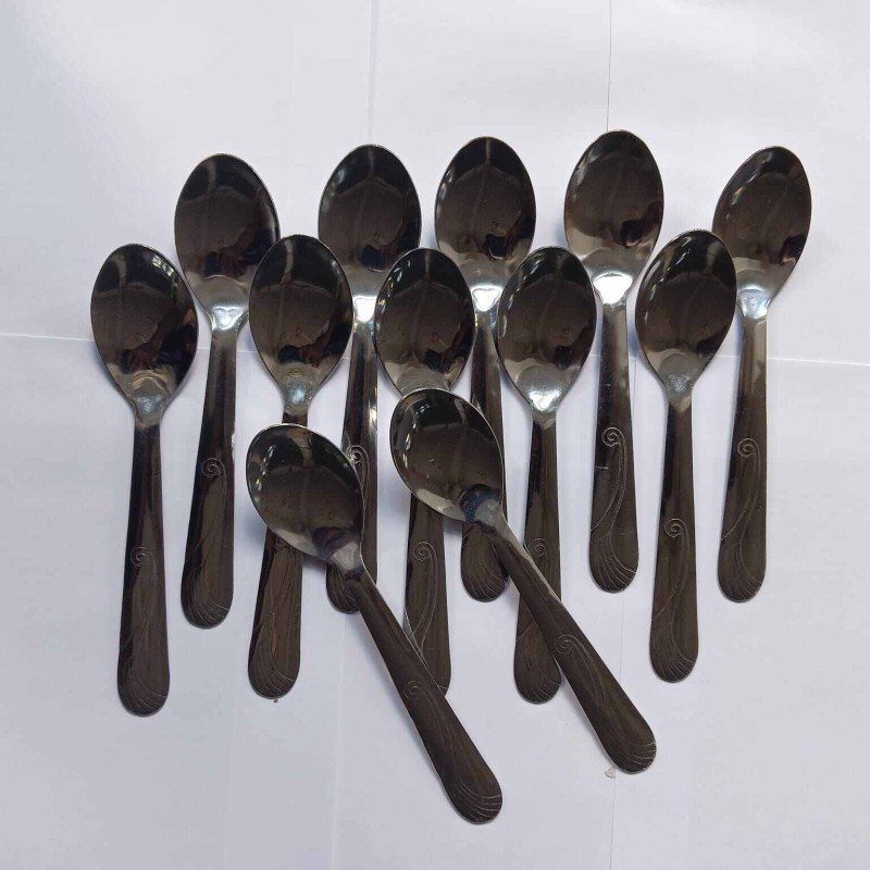 Picture of Nova Black Berry 12 pcs Stainless Steel Sugar Spoons Mini Tea Coffee Teaspoon-Silver