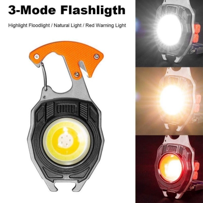 Picture of Mini Working COB LED Flashlight 3 Gear Rechargeable Keychain Light Lantern Portable Outdoor Camping Small Light Corkscrew-Multicolor