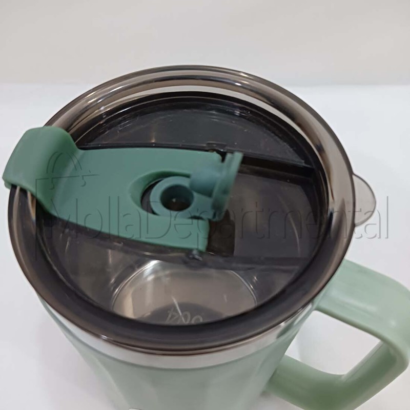 Picture of Arham Thermos Stainless Steel Vacuum for hot and Cold Beverages with Lid Handle (400 ml) (Blue) Stainless Steel Coffee Mug  (400 ml)-Green