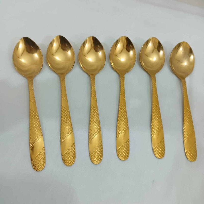 Picture of 6 pcs stainless steel golden color tea spoon-Gold