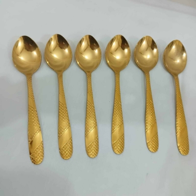 Picture of 6 pcs stainless steel golden color tea spoon-Gold
