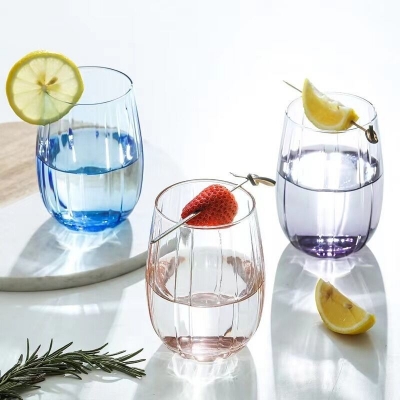 Picture of 6 pcs color glass cup set JS5139-2B (Blue)-Blue