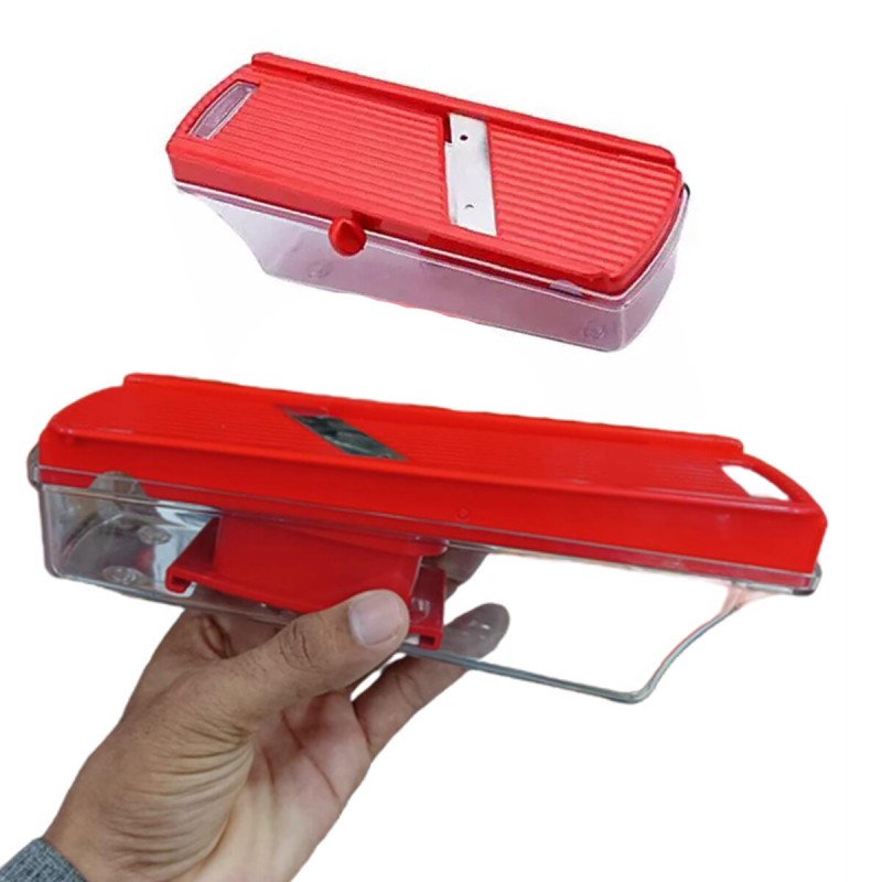 Picture of Potato Slicer for Chips Vegetable & Fruit Cutter Slicer, Black/Silver Potato Slicer (1 Potato Slicer) Vegetable & Fruit Slicer-Multicolor