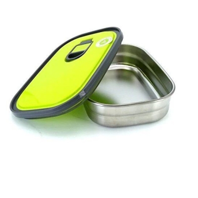 Picture of 1 pcs 1.1L Rectangle Stainless Steel Food Container lunch box for outdoor-Silver