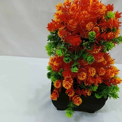 Picture of Office Table Decoration: 2 Heads, Multiple Color Flower Artificial Bonsai Tree with Plastic Vases, Gram Beauty Flower Included-Multicolor