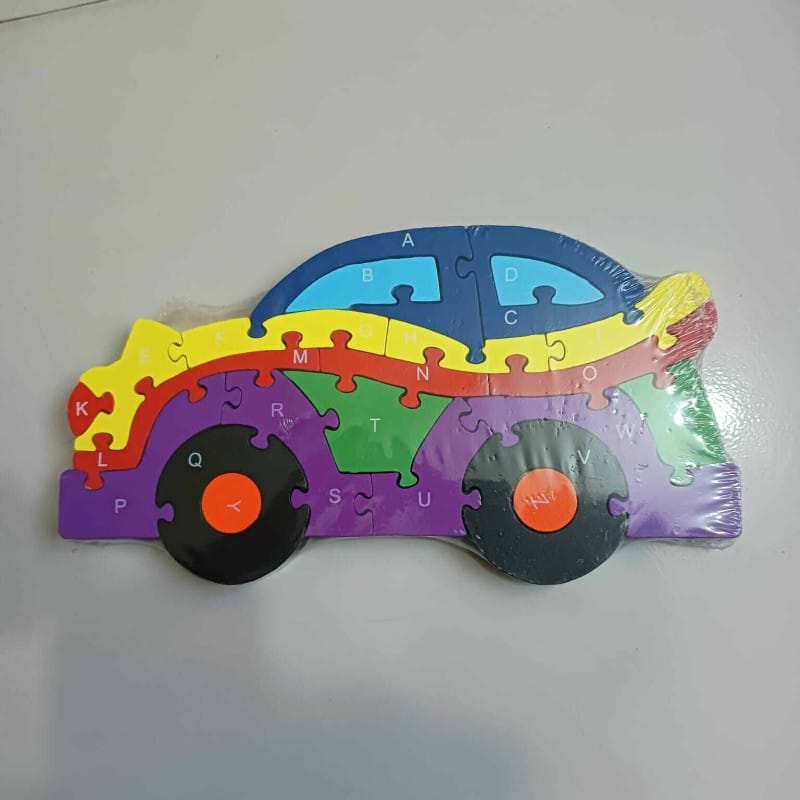 Picture of Wooden Puzzles 26 Preschool Educational Toys Blocks Shapes for 26 English Letters Numbers Transportation-Multicolor