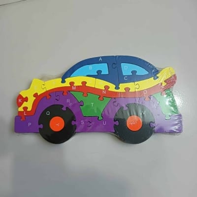 Picture of Wooden Puzzles 26 Preschool Educational Toys Blocks Shapes for 26 English Letters Numbers Transportation-Multicolor