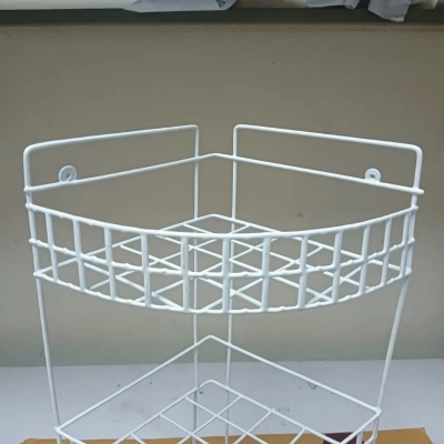 Picture of "Space Saving 3-Step Triangle Corner Rack – White Hanging Kitchen Organizer, Durable Iron, Easy Installation – 1 Pc"-White