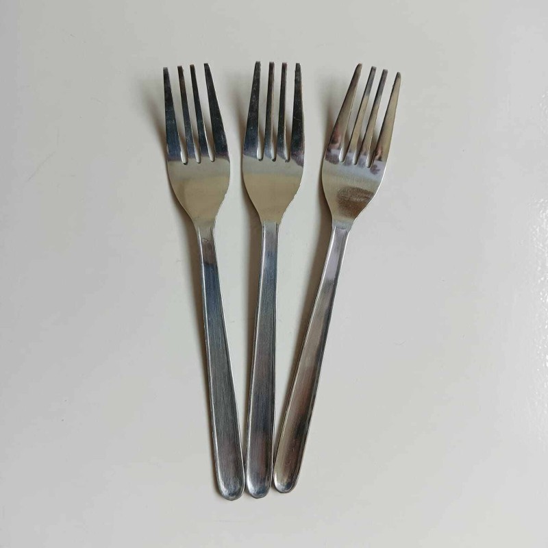 Picture of Rosy 12 pcs Stainless steel Tea and fork spoon silver for kitchen 15cm long best spoon for House, Kitchen, Travel, restaurant  etc-Silver
