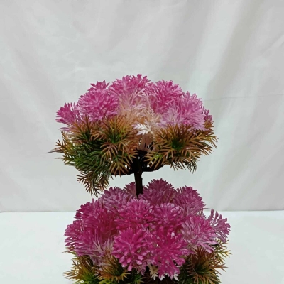 Picture of Pink Artificial Bonsai Tree with 2 Heads and Plastic Vases for Office Table Decoration, Gram Beauty Flower Included-Multicolor