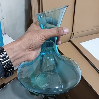 Picture of Whiskey Decanter Wine Decanter Crystal color Wine Decanter - 100% Hand Blown Lead-Free Crystal Glass Red Wine Carafe Wine Gift (Color : blue)-Blue