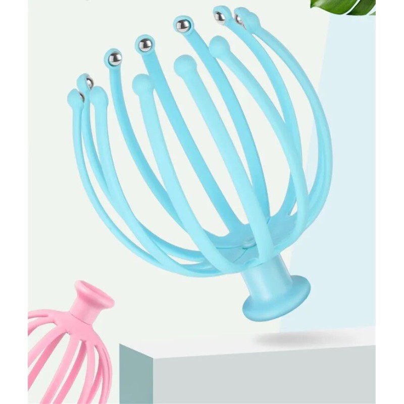 Picture of 1 pcs Portable Manual Blood Circulatory Silicone Scalp Octopus Head Massager vibrator-Multicolor