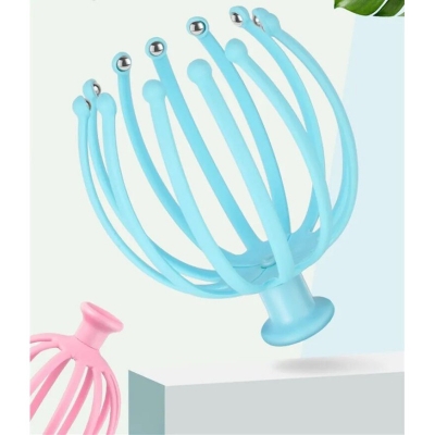 Picture of 1 pcs Portable Manual Blood Circulatory Silicone Scalp Octopus Head Massager vibrator-Multicolor