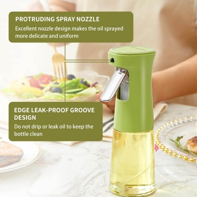 Picture of Oil Sprayer for Cooking, 8.2oz Glass Olive Oil Sprayer, Oil Spray Bottle, Kitchen Accessories for Air Fryer, Widely Used for Making Salad, Baking, Frying, BBQ (Green)-Multicolor