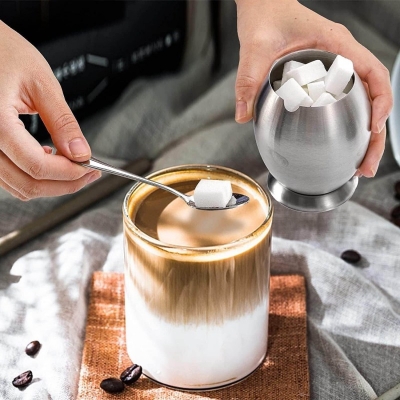 Picture of Stainless Steel Sugar Holder Seasoning Jar Condiment Pot Spice Container Canister Cruet and Lid Spoon Kitchen Tool-Silver