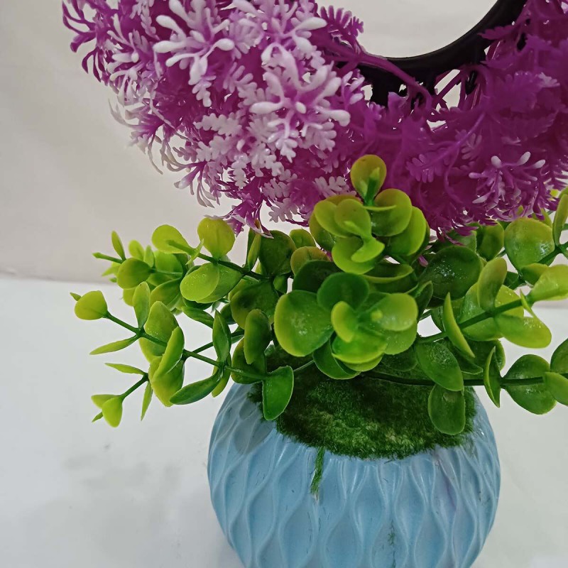 Picture of This 30cm Multicolor Round Shape Bonsai Plant is perfect for home or restaurant decoration. Made from durable plastic, ideal for living rooms, table corners, or balconies. Includes vase. Quantity: 1 pcs.-Multicolor