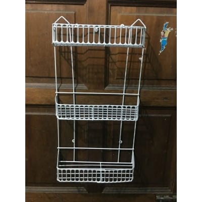 Picture of "Square 3-Layer Kitchen Rack – Durable Iron, White Wall Hanging Design, Easy Installation, Space Saving – 1 Pc"-White