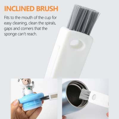 Picture of Beauty Nymph 3 in 1 Bottle Cap Detail Brush Multipurpose Bottle Gap Cleaner Brush for Insulation Cup Cover Groove Gap Deep Detail Cleaning Brushes Tool (White)-White