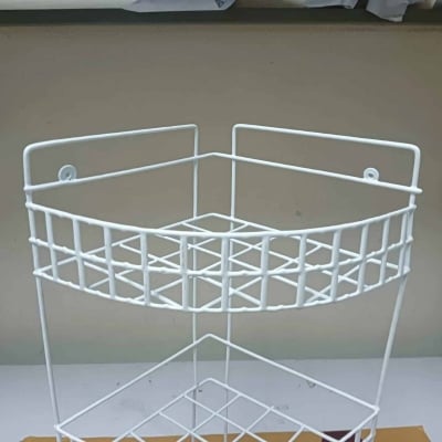 Picture of 3 Steps Hanging Corner Storage Rack Organizer Kitchen Rack Furniture space savers white color-White