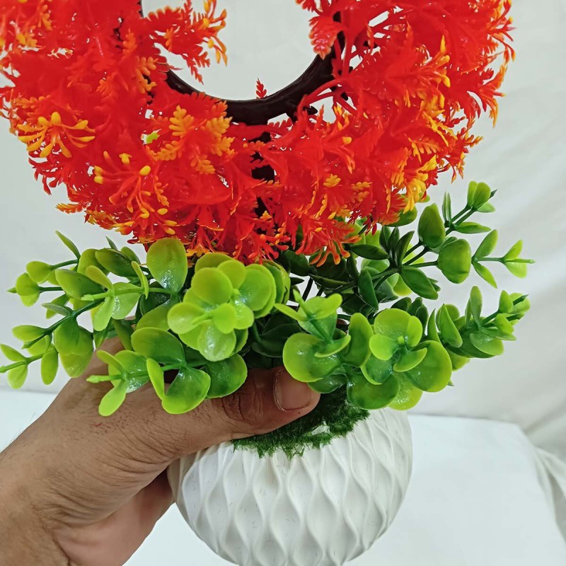 Picture of Decorate your living room, table corner, or balcony with this 30cm Multicolor Round Shape Bonsai Plant. Made from durable plastic, ideal for home or restaurant use. Includes vase. Quantity: 1 pcs.-Multicolor