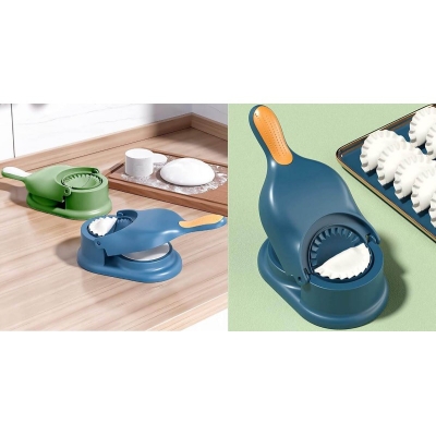 Picture of 2 in 1 Dumpling Maker Ghughra Momos Maker Machine, Skin Press Mould for Gujiya Ghughra Mould Machine, Kitchen Dumpling Making Tool with Dumpling Puri Maker Multicolor-Multicolor