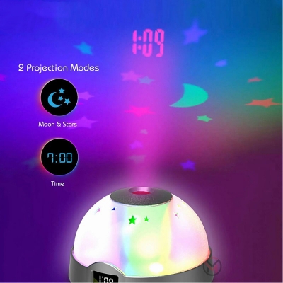 Picture of LED Starry Night Sky Projector 7 Colors Changing Projection Digital Alarm Clock LED Night Light Kids Gifts  toy-White