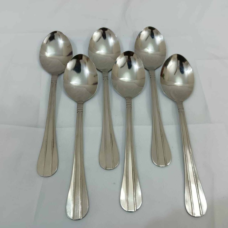 Picture of Lionel 12 pcs set 6 pcs tea and 6 pcs fork stainless steel Dessert tea and fork spoon silver color best for tableware line design 19 cm long-Silver