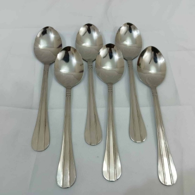 Picture of Lionel 12 pcs set 6 pcs tea and 6 pcs fork stainless steel Dessert tea and fork spoon silver color best for tableware line design 19 cm long-Silver