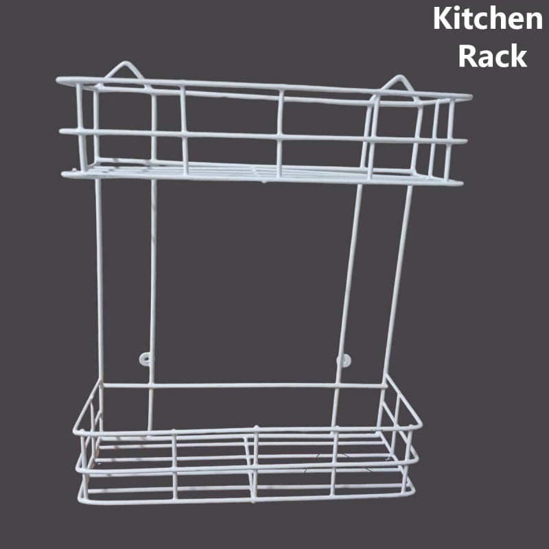 Picture of 2 Layer Wall Hanging Storage - Maximize Your Storage Space With This Convenient Wall Hanging Storage Solution , made is high quality iron stick white colour-White