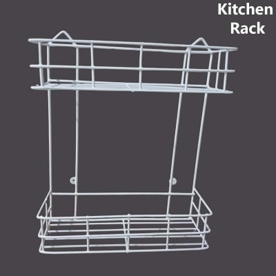 Picture of 2 Layer Wall Hanging Storage - Maximize Your Storage Space With This Convenient Wall Hanging Storage Solution , made is high quality iron stick white colour-White