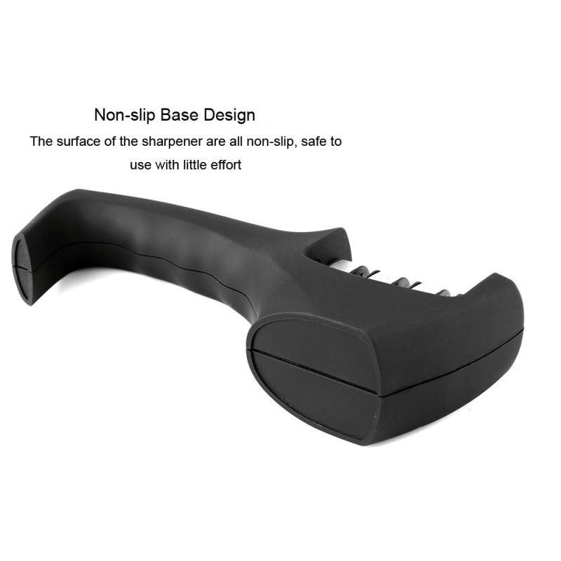 Picture of Manual 3 Stage Knife Sharpener Tool Advanced Knife Sharpener for Kitchen Knife Sharpener Rod Knife Sharpner Knives Sharpening Tool for Steel Knives-Black