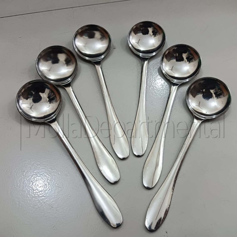Picture of light waight 6 pcs stainless steel sup spoon silver color spoon round shape sup spoon-Silver