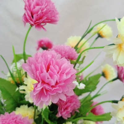 Picture of Multicolor Silk Artificial Flowers Stick - 20-28 Heads, 40cm, Plastic & Fabric - Perfect for Home, Restaurant, Wedding & Festival Decor-Multicolor