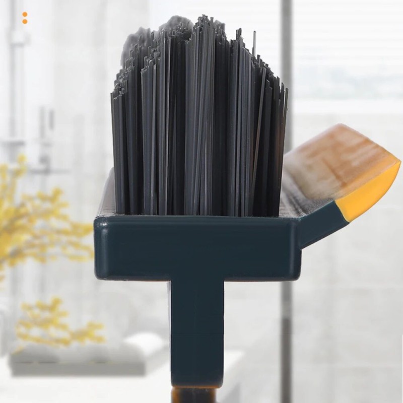Picture of New Floor Scrub Brush 2 In 1 Cleaning Brush Long Handle Removable Wiper Magic Broom Brush Squeegee Tile Kitchen Cleaning Tools-Multicolor