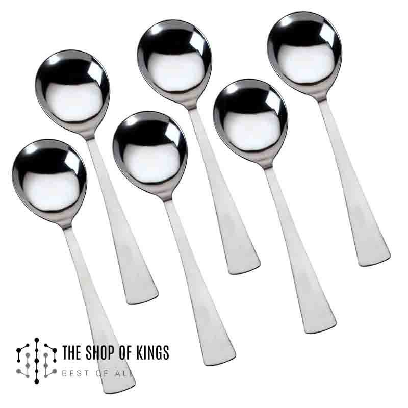 Picture of 6 pcs nova small Size Stainless Steel  Soup Spoon Set of 6 Pieces, Soup Spoon, Cereal Spoon, Soba Spoon, Bouillon Spoon - kitchen accessories-Silver