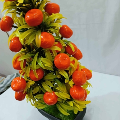 Picture of Fake Orange Plant: Artificial Orange Tree Mini Potted Plant for Home, Kitchen, Wedding, and Party Decoration (1)-Multicolor