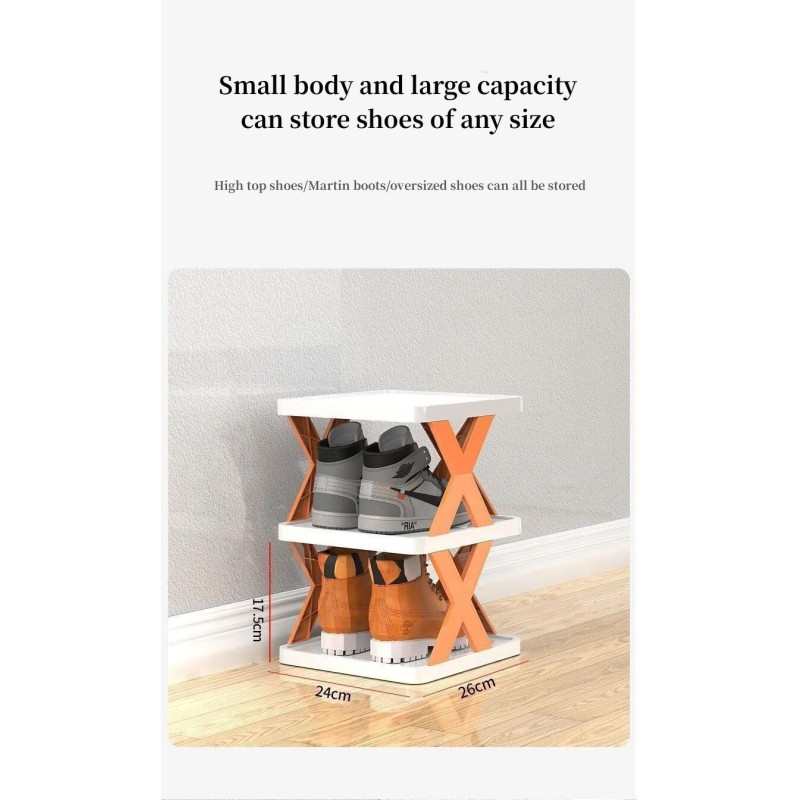 Picture of 3-Layers Folding Shoe Cabinet: Adjustable Multi-Layer Plastic Rack for Home, Balcony, Dormitory, and Bedroom-Multicolor