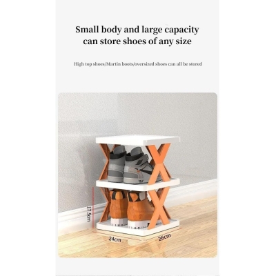 Picture of Versatile 5-Tier Shoe Rack: Folding Adjustable Multi-Layer Plastic Organizer for Garages-Multicolor