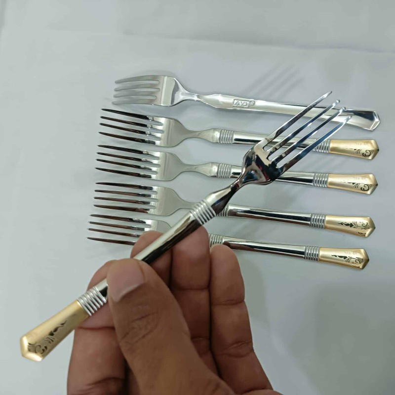 Picture of AYD premium golden design fork spoon 6 pcs stainless steel fork spoon Magnet proof spoon mirror polish 15cm long spoon-Silver