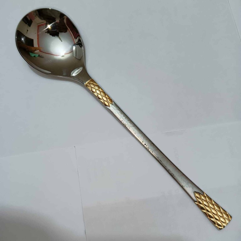 Picture of AYD 1 pcs premium quality Big Size sup spoon 20 cm long Sup spoon golden and Silver spoon , Best tableware Sup Spoon Design-2-Gold