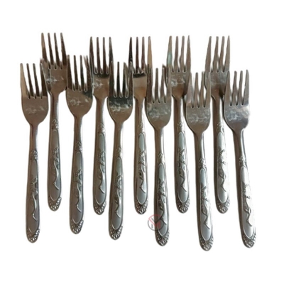 Picture of Stainless Steel Fork Spoon Set - 12 pcs-Silver