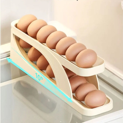 Picture of 3PCS Double-Layer Egg Dispenser Automatic Roll-Down Egg Storage Rack Slide Egg Carton Refrigerator Egg Basket Kitchen Countertop Egg Holder Bestrate-Multicolor