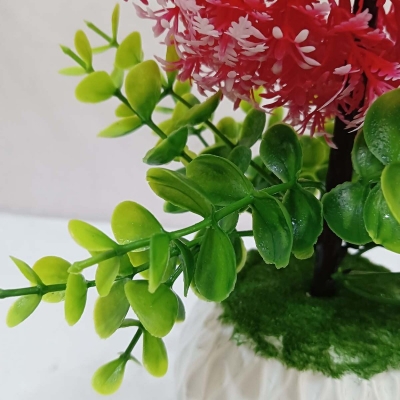 Picture of Brighten up your home or restaurant with this 30cm Multicolor Round Shape Bonsai Plant. Ideal for living rooms, table corners, or balconies, made of durable plastic. Includes vase. Quantity: 1 pcs.-Multicolor