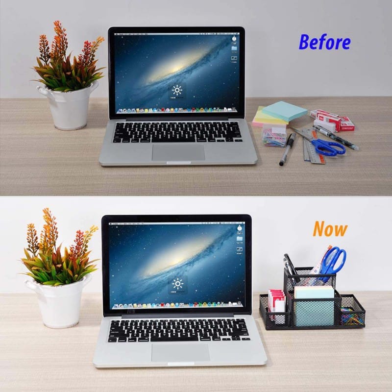 Picture of "Multifunctional Fashionable Black Metal Mesh Desk Organizer - Durable Pen Holder Box, Fireproof & High-Temperature Resistant, Coated Finish, 20.4 x 10.4 x 9.7 cm, Perfect for Office & Student Desks, 1 Piece"-Black