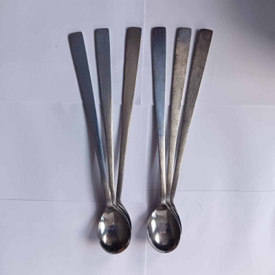 Picture of Long Handle pickling spoon 6 Pieces Stainless Steel Teaspoon Coffee Dessert Mixing Spoon Round Soup Spoon 19cm-Silver